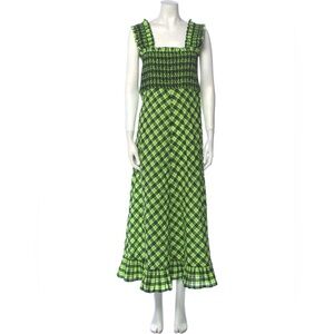 Ganni Plaid Print Dress in Green Size DK 38 / US M